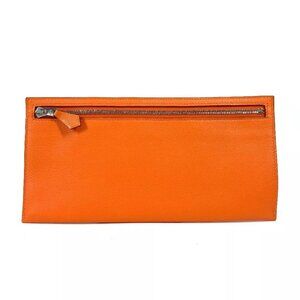 HERMES Zip Zap Pouch Slim pouch wallet pencil case Swift Orange